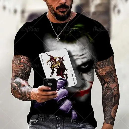 Factory Direct Casual T-Shirt Summer New 3d Printed Evil Clown Pattern Loose T Shirt Comfortable Breathable Polyester Clothing