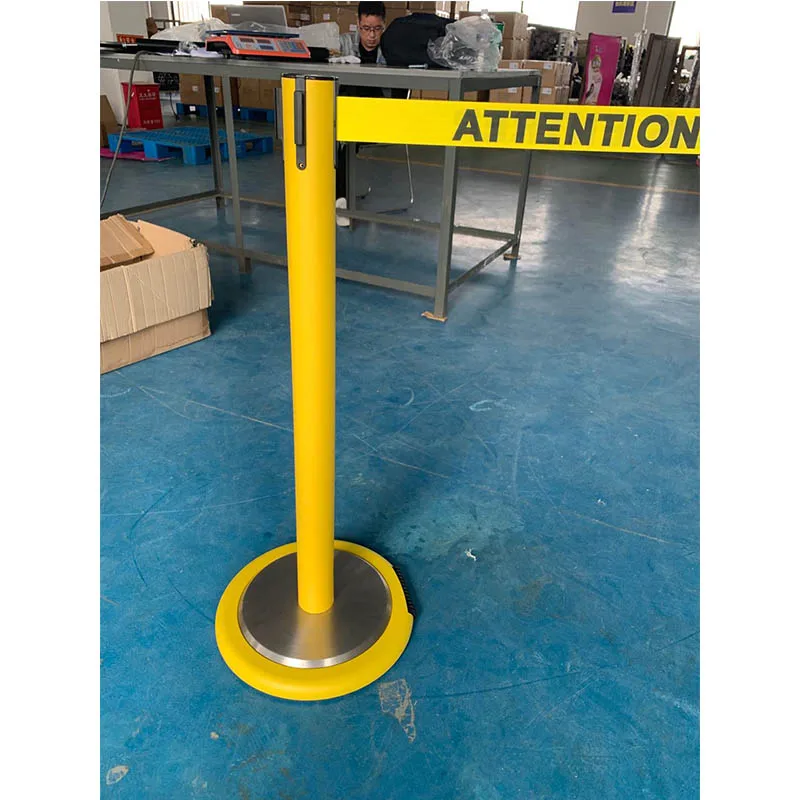 Steel Crowd Control Barrier with Wheels Foldable Traffic Safety Barrier for Outdoor Roadway and Indoor Exhibition Use