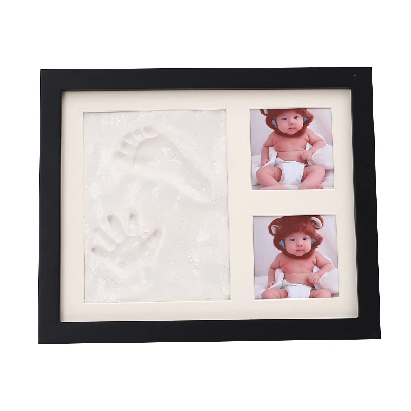 New Wholesale Baby Clay Footprint Hand Print Kit Baby Handprint Kit table top frame with non toxicd clay included