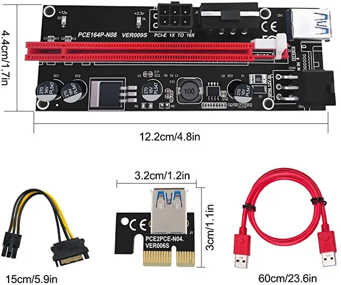 PCI-E 1x to 16x USB 3.0 Power GPU Riser 009s