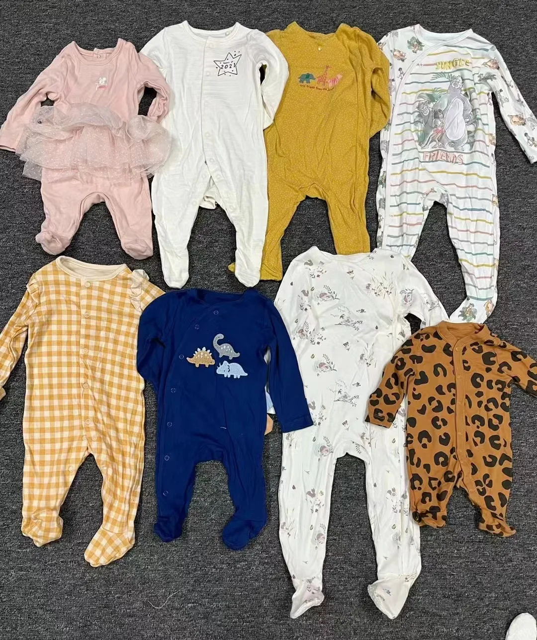Wholesale Apparel stock Overruns branded zip up jumpsuits sleepsuit baby frogsuit Baby Clothing Set