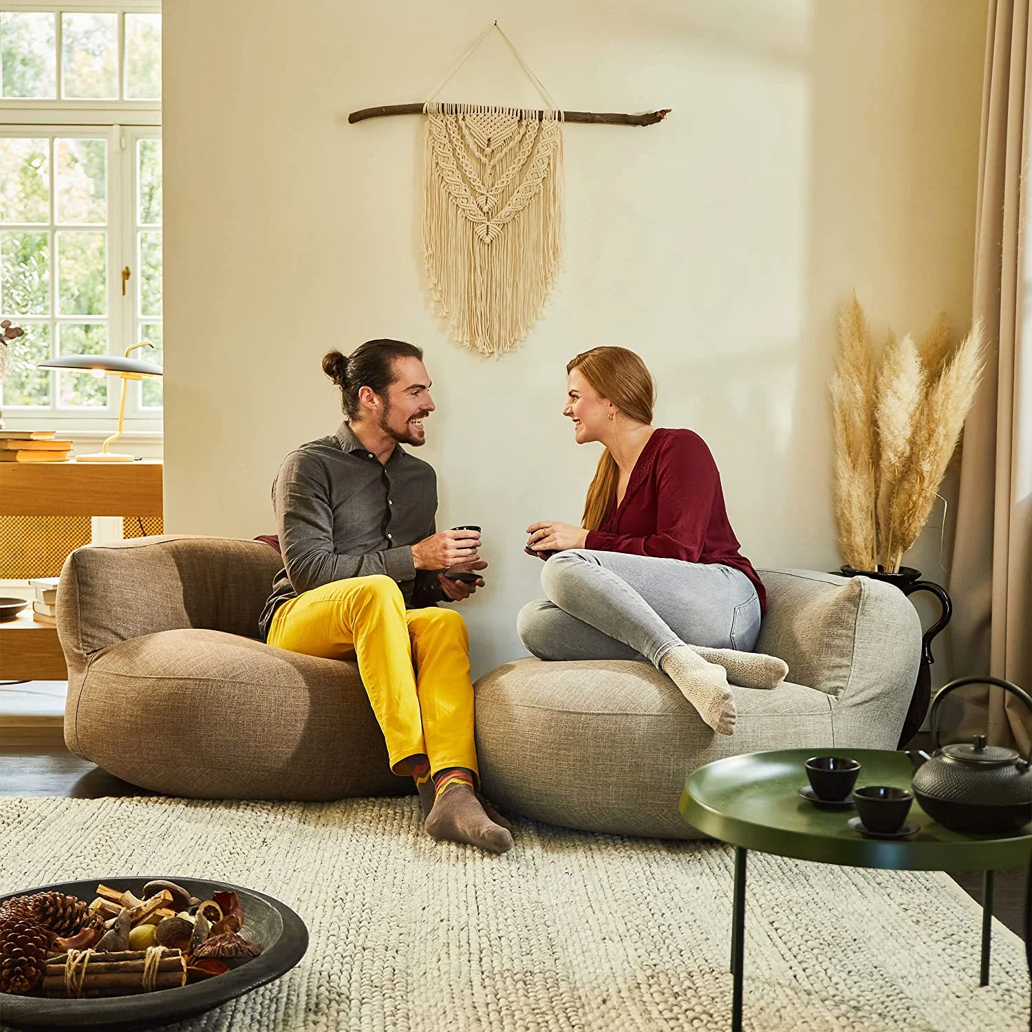 Luckysac лидер продаж круглая сумка-мешок для дивана дома искусственная Льняная сумка отдыха мягкая кресло