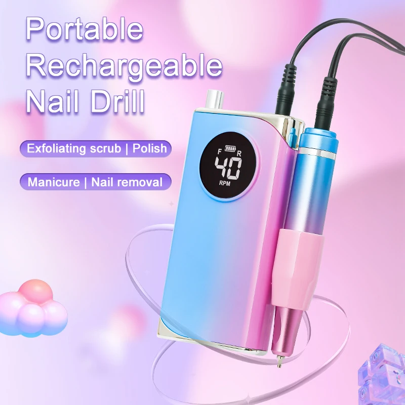 new powerful Cordless  colorful electric nail drill machine powerful 40000rpm portable rechargeable nail professional salon