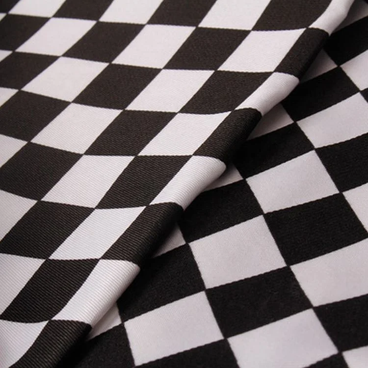 Качественные черно-белые клетчатые шашки из полиэстера, оптовая продажа клетчатых тканей