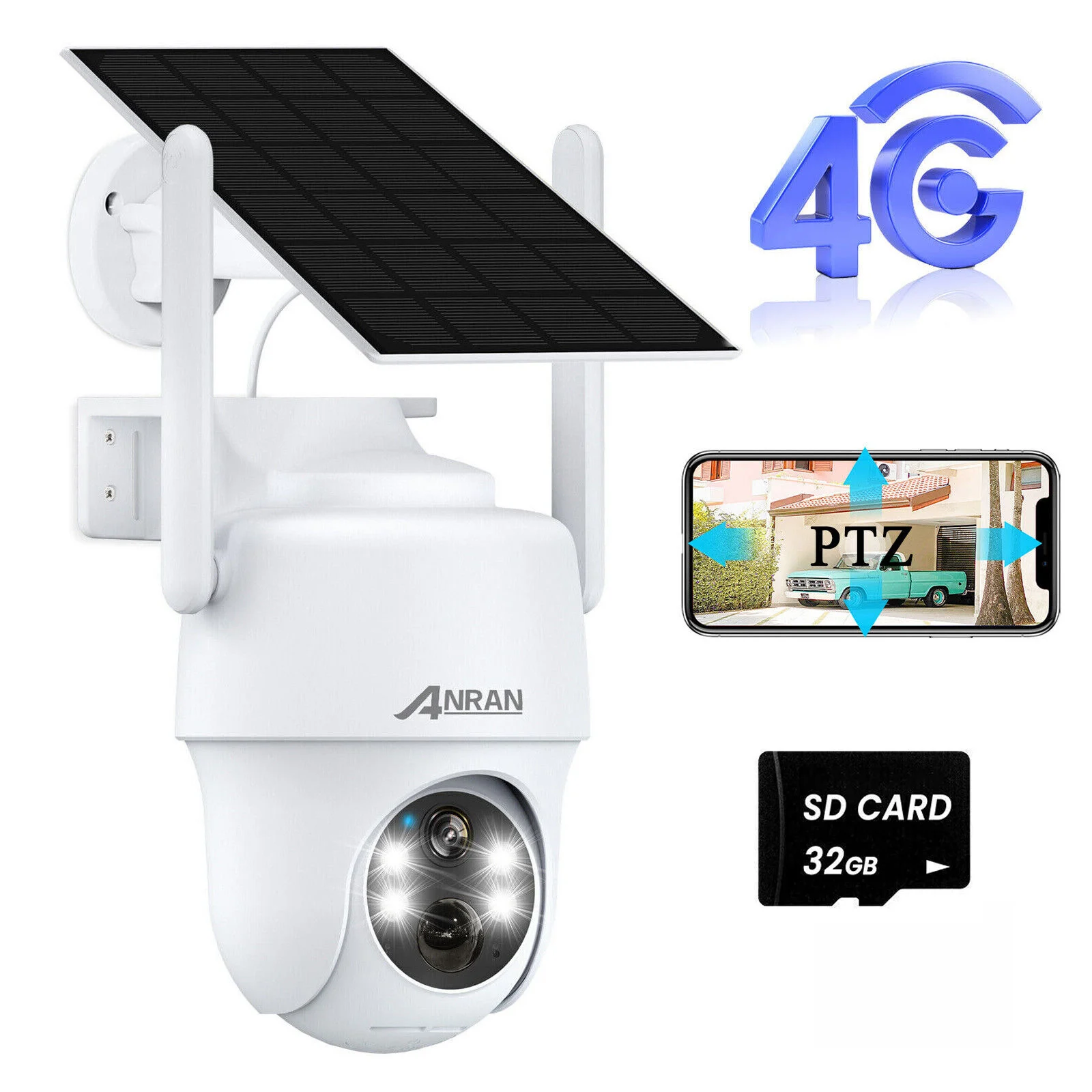 ANRAN Newest 3MP Wireless Security PTZ Wifi ip CCTV 4G LTE Solar Camera SIM Card 1080p HD Remote Video Network Security Camera