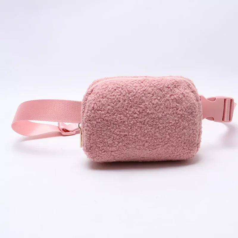 Factory Custom Cute Women Bumbag Outdoor Mini Sherpa Fanny Pack Sport Running Waist Fleece Belt Bag Luxury Bum Hip Crossbody Bag