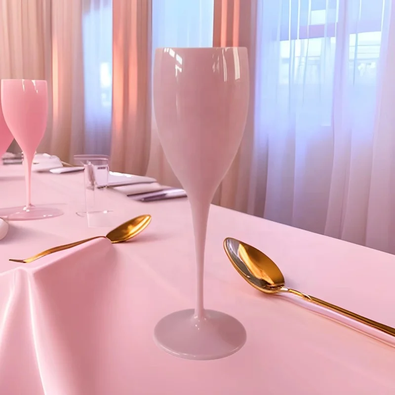 Wedding party print logo plastic champagne wine goblet glasses reusable PS unbreakable champagne cups