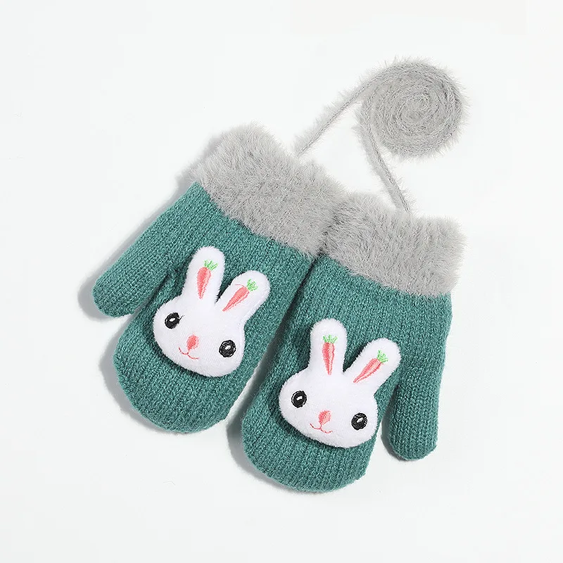 
Winter 5-10 years Children Knit Warm Gloves Outdoor Thick velvet Boy Girl cute Animal fingerless mittens 