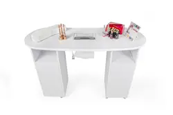 Practical Beauty Nail Dust Collector Manicure Table Professional White Salon Equipment Double Drawer Manicure Table