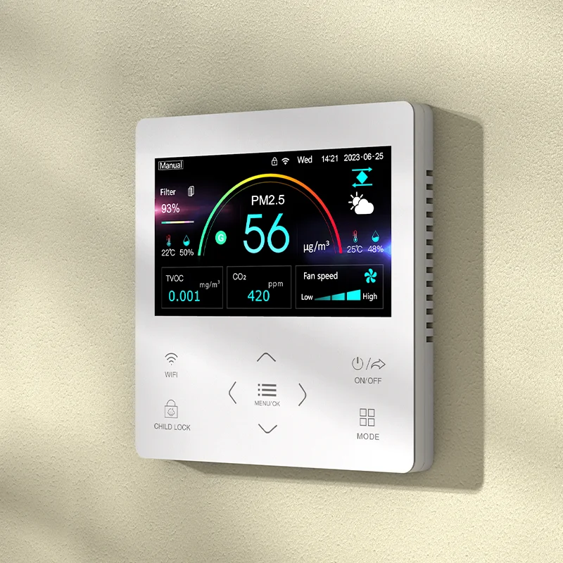 Adjustable multi-mode compatible with rs485 touch buttons intelligent fresh air controller