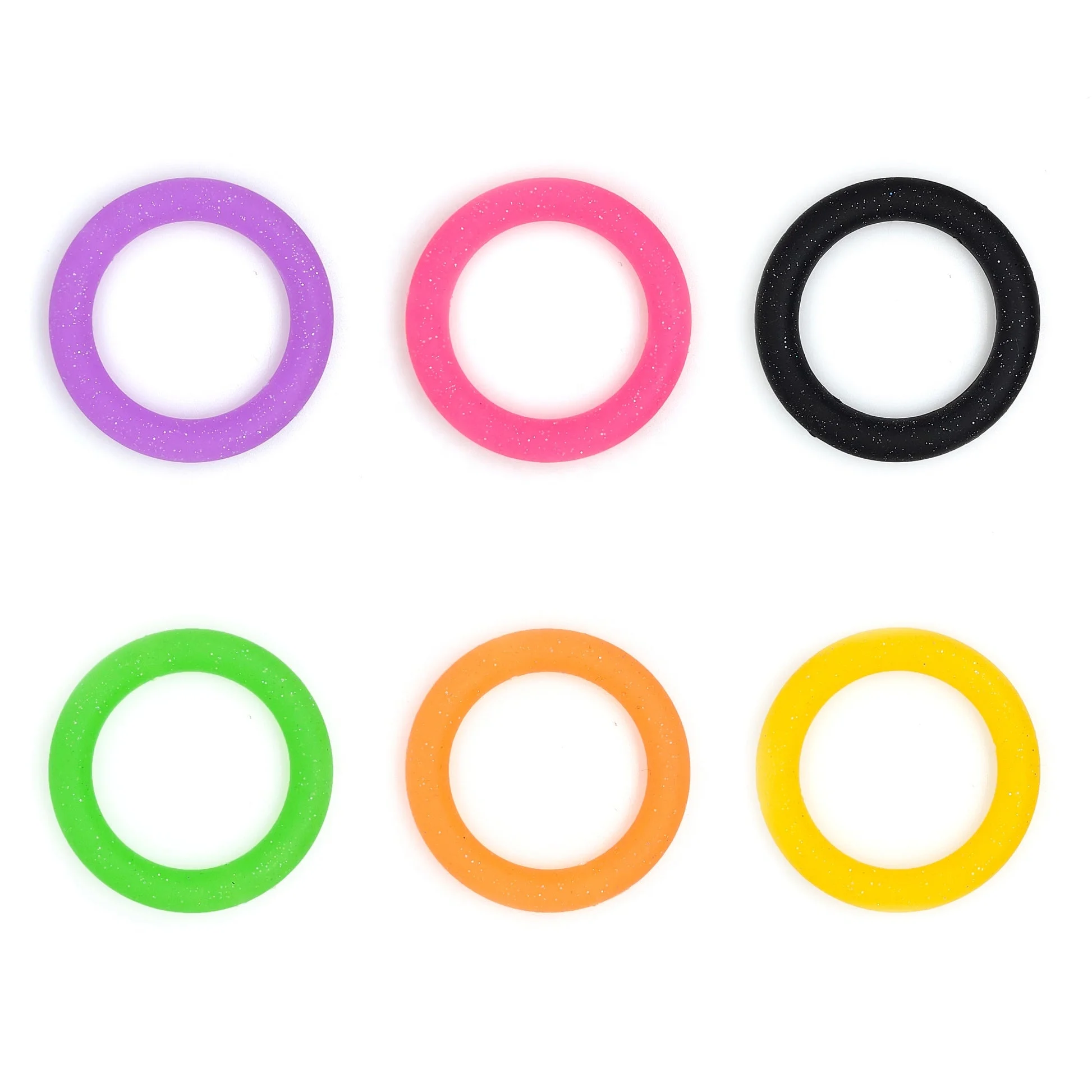 65mm Glitter Silicone Ring Loop With 2 Hole 65mm Silicone Circle O Rings For Diy Jewelry Necklace Making