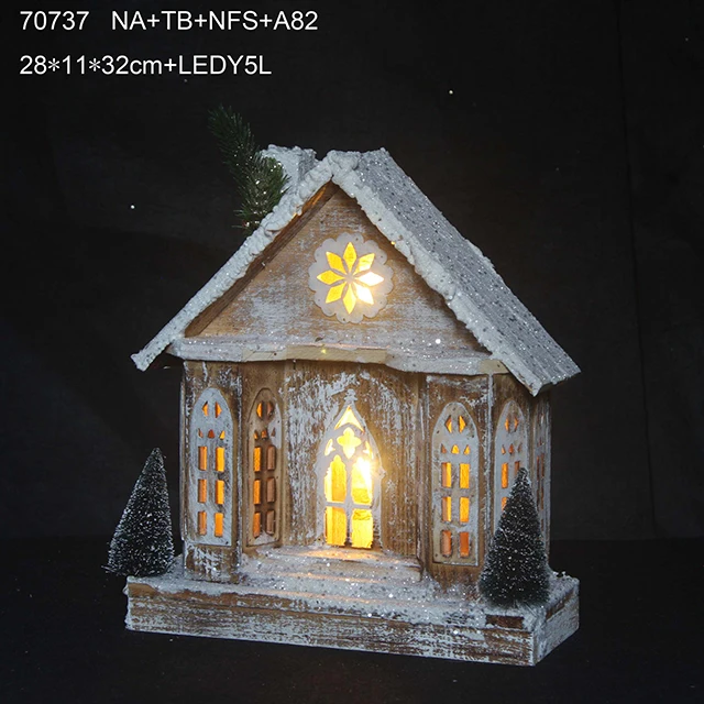 led lighted wooden house with lights for Christmas festival decoration