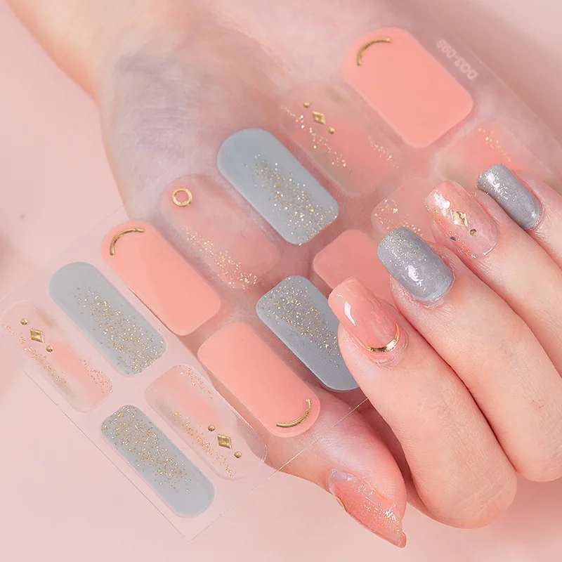 Full Cover Colorful Nail Polish Stickers UV Gel Polish Nail Wraps Strips Nail Art Stickers