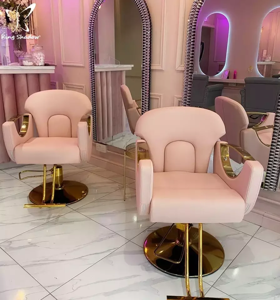Горячая Распродажа современный парикмахерский стул kingshadow розового цвета парикмахерские кресла с откидывающейся спинкой для салона красоты