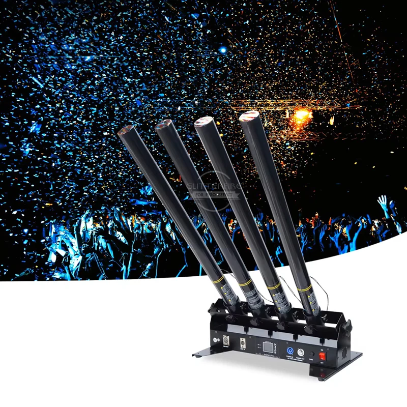DJ Equipment 4 Shots Confetti Launcher DMX512 Remote Control Stage Equipment Confetti Machine