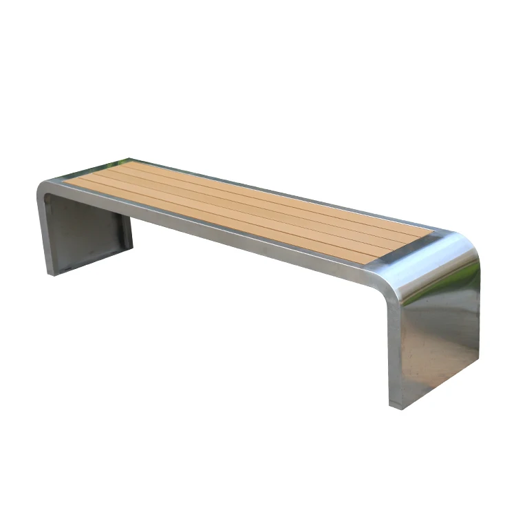 Modern Design Steel Bench and Wooden Panel Chair for Home Bar Gym Patio Outdoor Leisure or Park Use