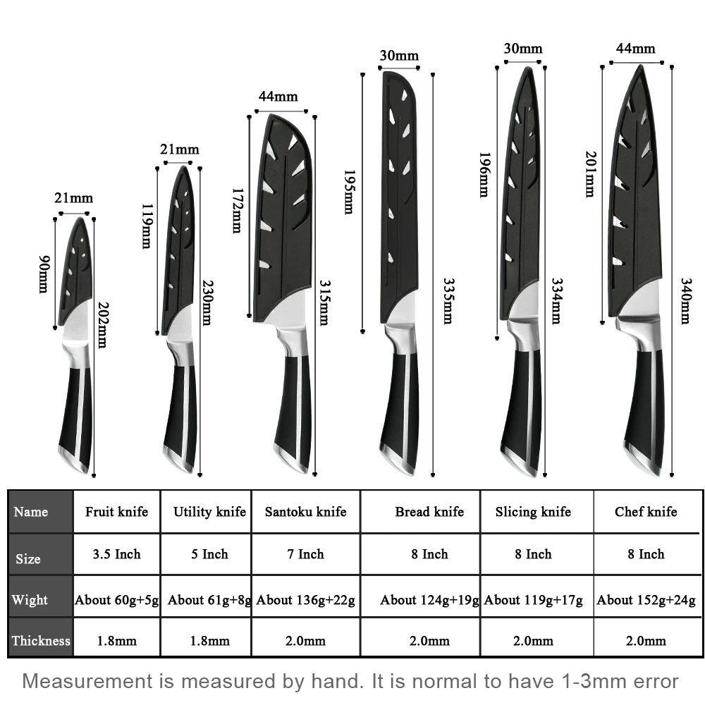 2020New Design 6Pcs Stainless Steel Knives Meat Knife Set Japanese Style Santoku Professional Kitchen Knife Set for Chef Cooking