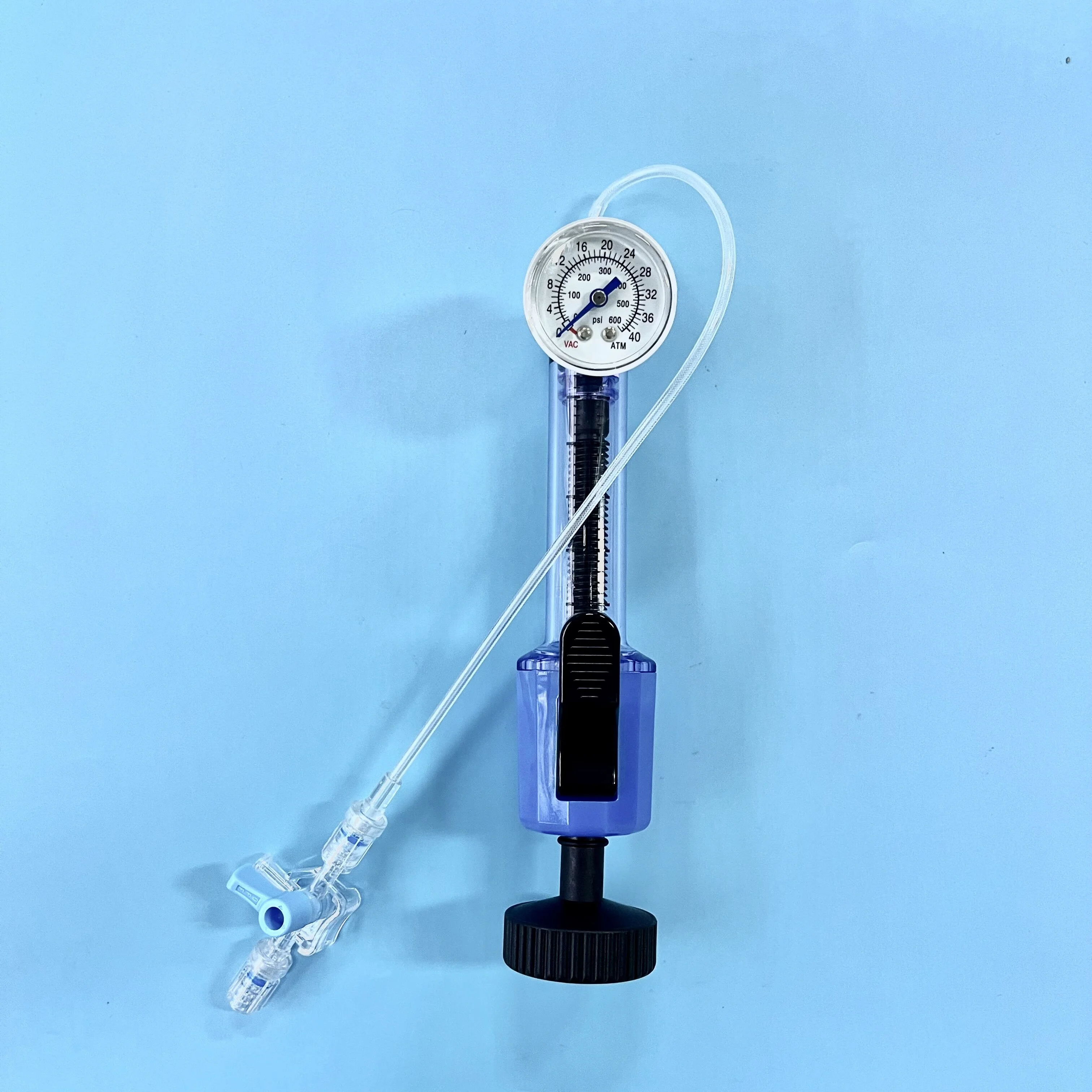 Tianck medical balloon indeflator 25ml 30atm 40atm with pressure gauge balloon inflation device