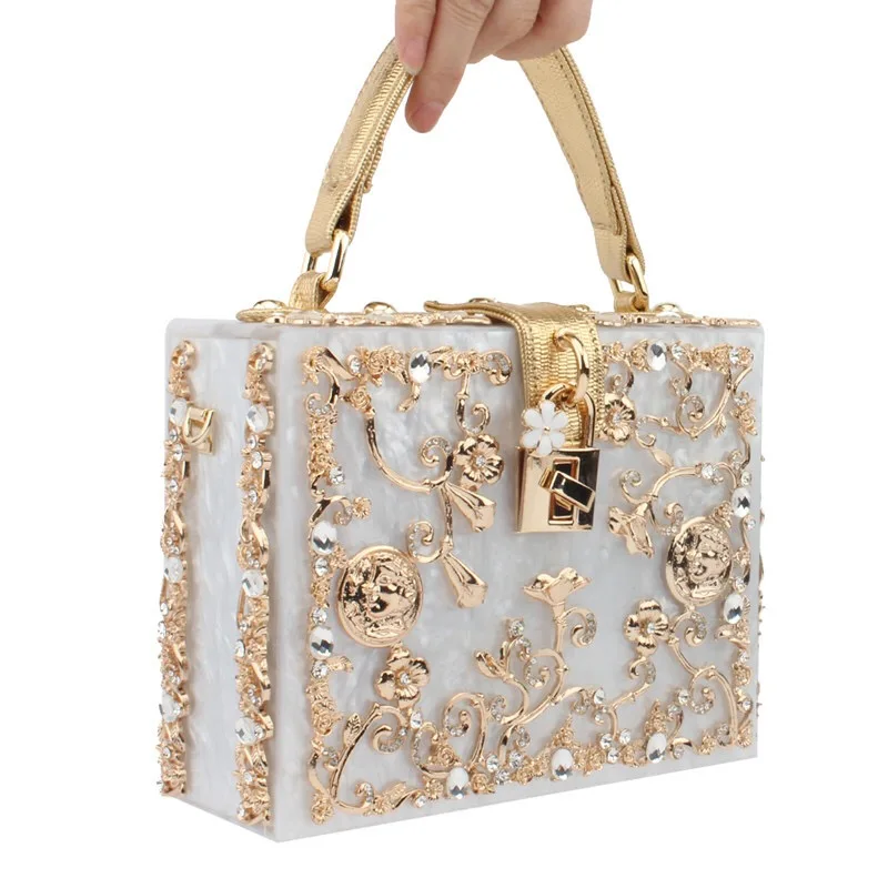 
RETON Elegant Latest Fashion Women Sparkling Crystal Clutch Purse Acrylic Evening Bags For Wedding Party Handbag Purse 