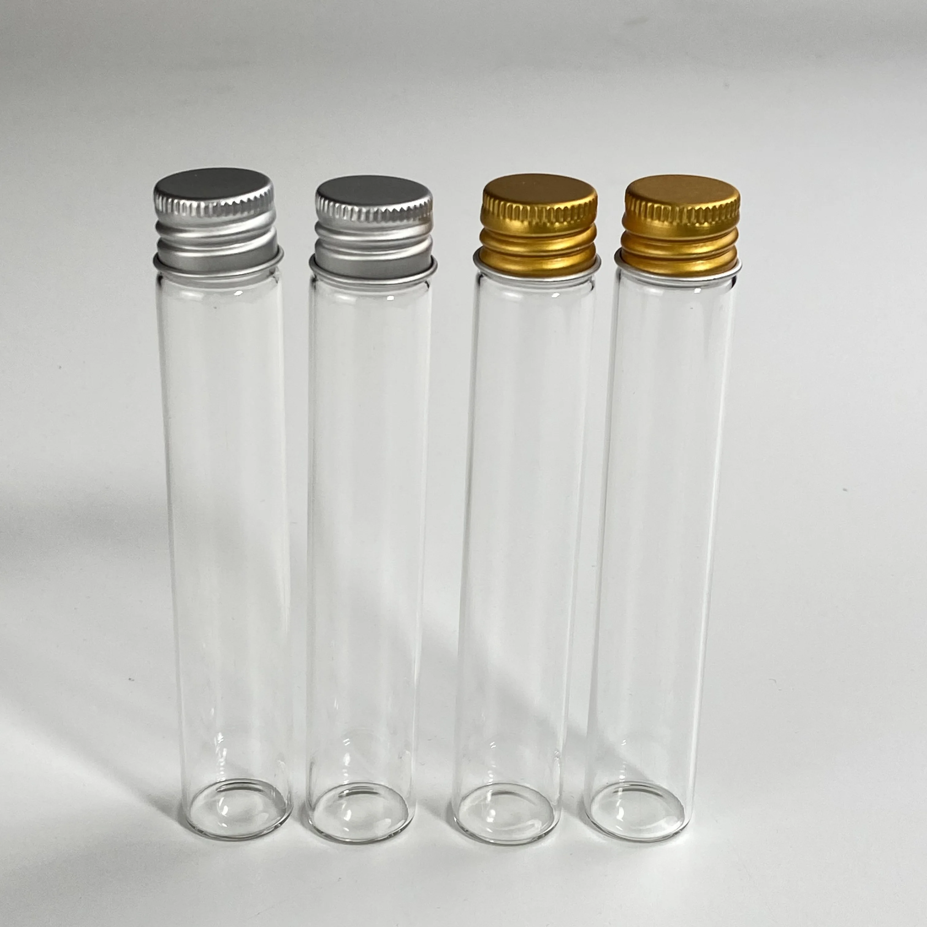 Wholesale Clear 98mm 120mm 140mm Glass Vials Glass Tube with Aluminum Cap