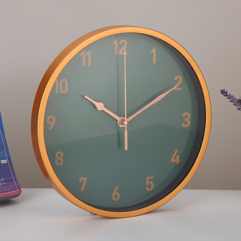 Modern Silent Fancy Wall Clock 10 Inch Bedroom Living Room Clock Gift Round Green Simple Fashion Creative Wall Clock