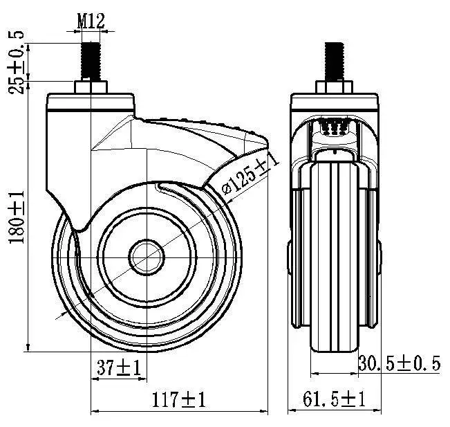 Hospital Bed Wheel 2 3 4 5 inch Abs Wheel Castors for Medical Appliance Patient Bed Wheels Tpr Medical Trolley Caster