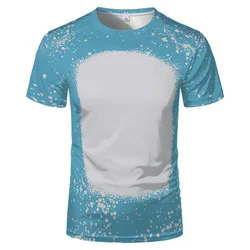 RBX Wholesale Faux Bleached Polyester T Shirts Blanks Bleach T-shirt Sublimation