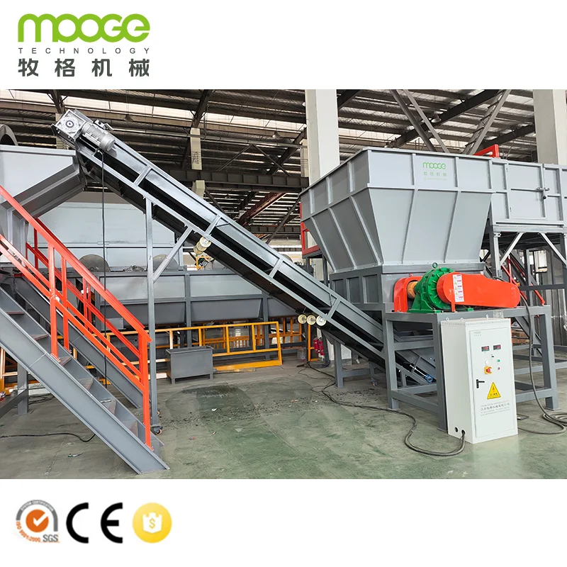 Plastic Double Shaft Shredder Machines PET Recycle Crusher Washing Line