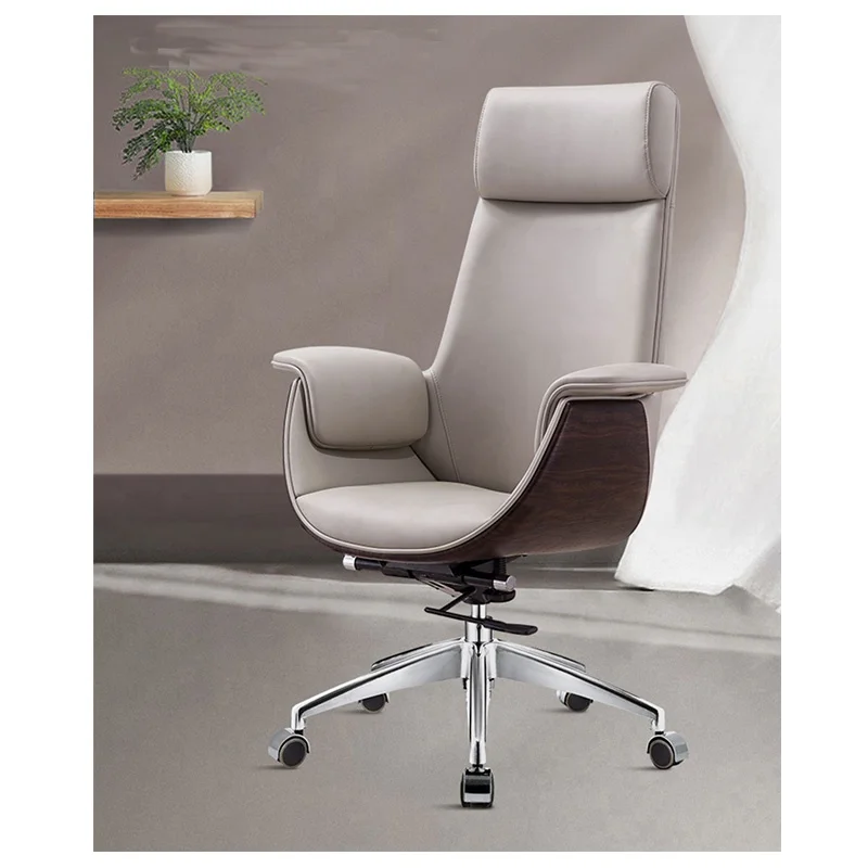 Chaise de bureau beige chair office furniture swivel PU office chair leather high back ceo executive office chair