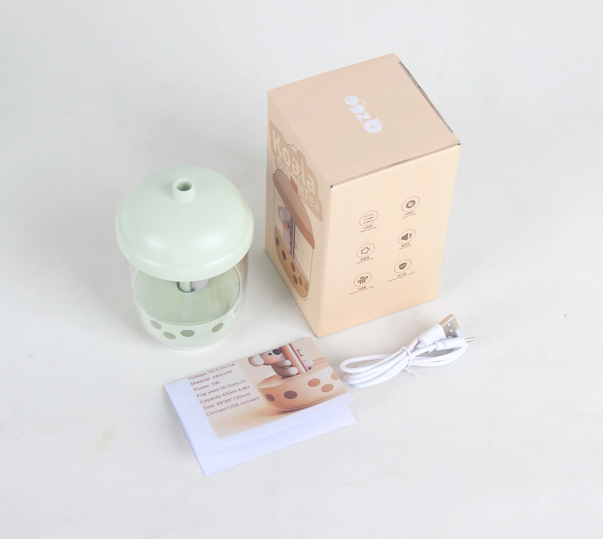 Meng Chong Koala Humidifier Fog Household Small Quiet Humidifier USB Milk Tea Cup Desktop Humidifier Wholesale