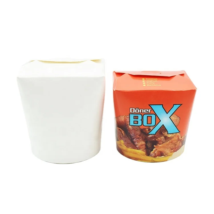Custom Printing Paper Noodle Cup Healthy Take-away Doner Kebab Paper Box