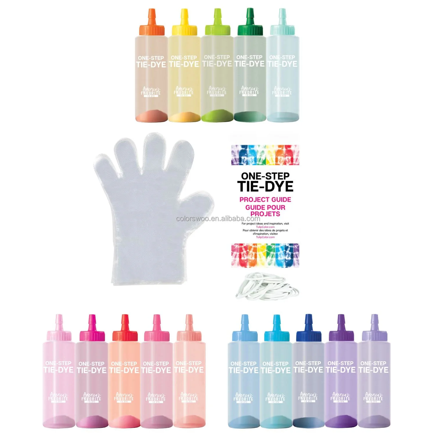 One-Step Tie-Dye Party, 18 Pre-Filled Bottles, Creative Group Activity, All-in-1 Fashion Design Kit, 1 Pack, Rainbow