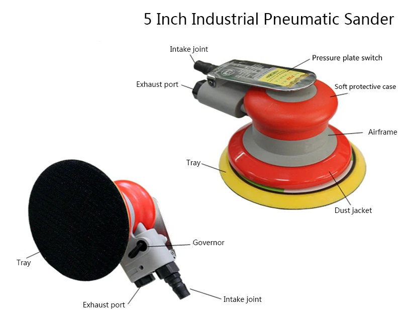 5 inch pneumatic sander grinding and polishing machine 125mm round sandpaper smooth running