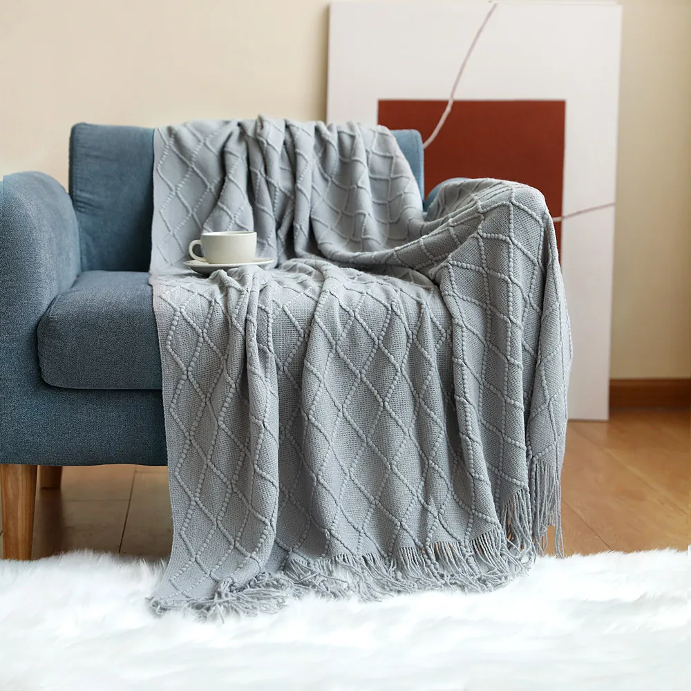 Nordic Style Knitted Tv Nap Blankets Home Sofa Bed Soft Travel Air Condition Blankets