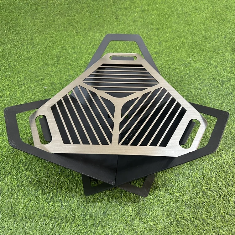 Stainless Steel Barbecue Fire pit, Portable Cross BBQ Grill for Backpacking Mini Fire Pit Grill