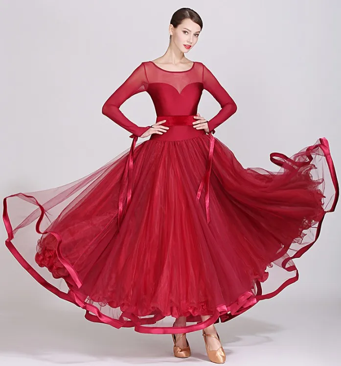 New Coming Elegent Long Evening Dresses High Quality Ballroom Dance Wear 1 Piece for Women Adults Performance Cha Cha Cha Dress