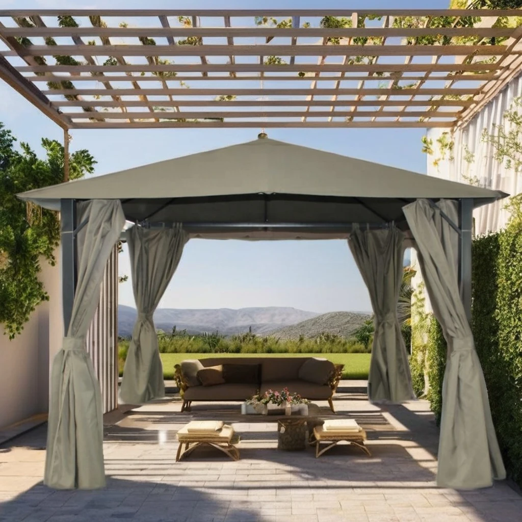 Hot Sale Single-Topped  Hand-Painted Aluminum Pergola Iron Metal Outdoor Garden Luxury Bioclimatic Plastic Balcony