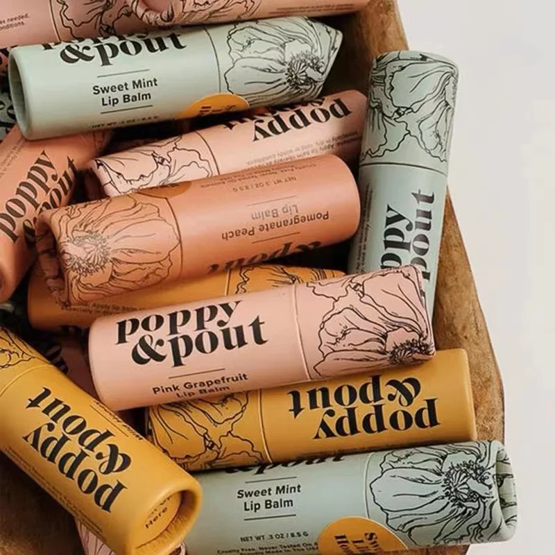 wholesale custom logo cylinder kraft paper cardboard candle paper tube packaging cosmetic lipstick paper lip balm tube