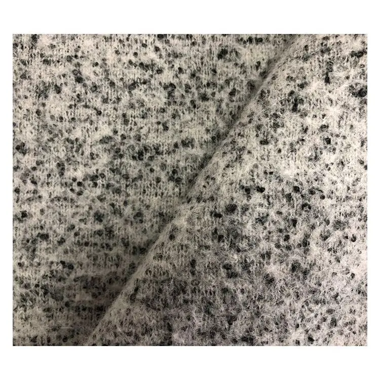 High quality ivory double faced tweed cotton and wool knitting fabric for dresses