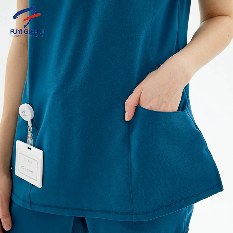 Dental Housekeep Reusable Fashionable Hospital Uniformes Medico Stretchy Anti-bacterial Scrub Fashionable Nurse Uniform Designs