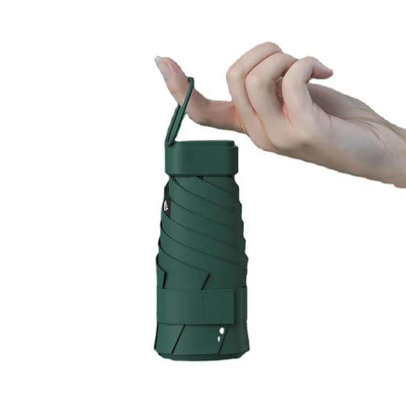 UV protection umbrellas with leather zipper bag , custom 6 folding Sunny umbrella with logo for girls