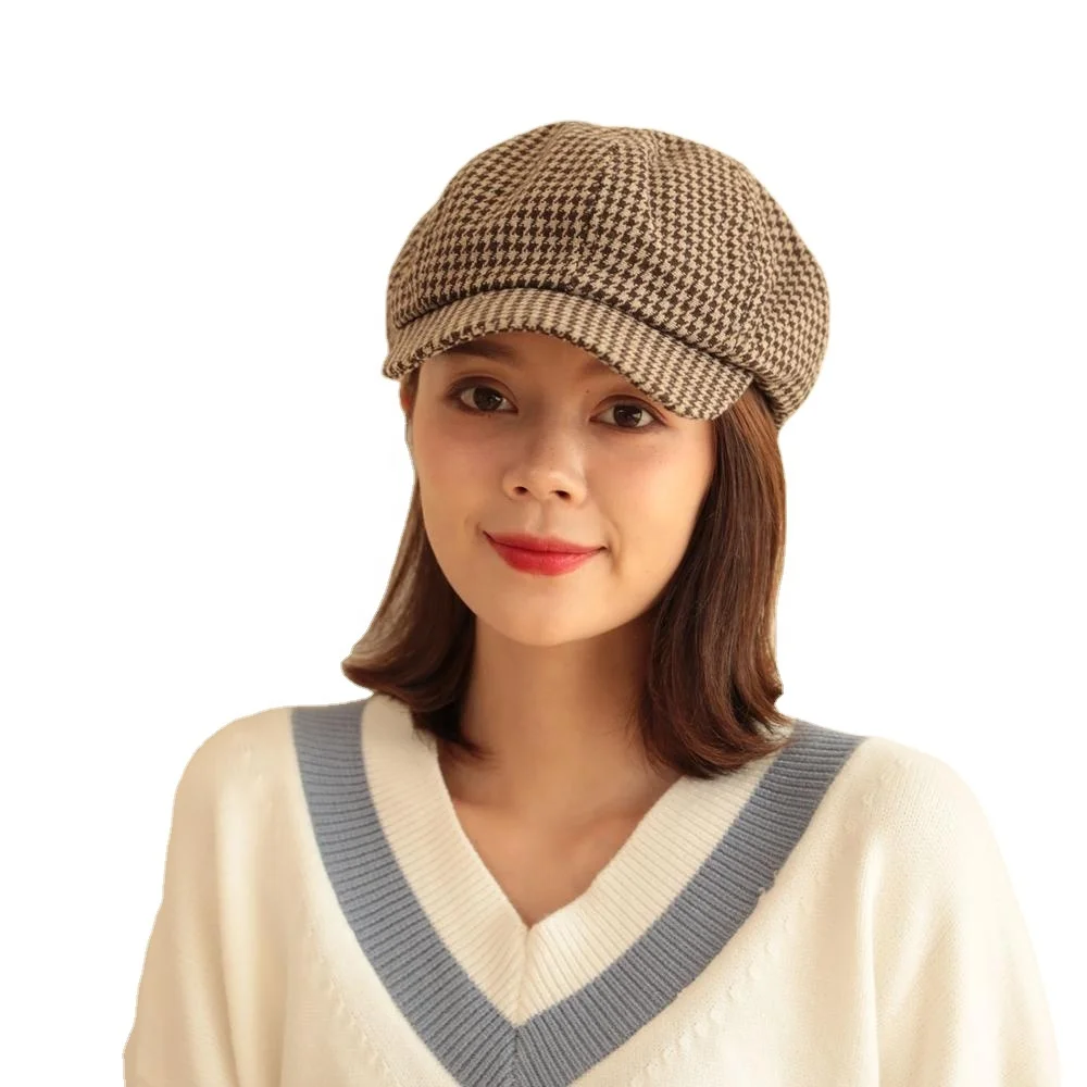 Beret Herringbone Newsboy Cap Flat Cap Bakerboy Hat Gatsby Peaky Blinders Cap Factory MOQ 50pcs