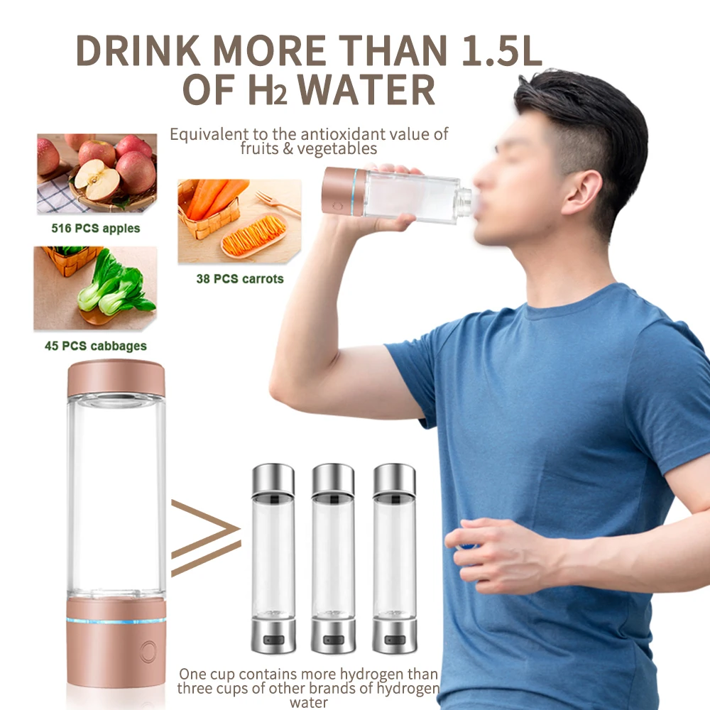 Hydrogen Rich Water Ionizer Bottle Smart Hydrogen Water Cup Machine Portable Hydrogen Water Generator