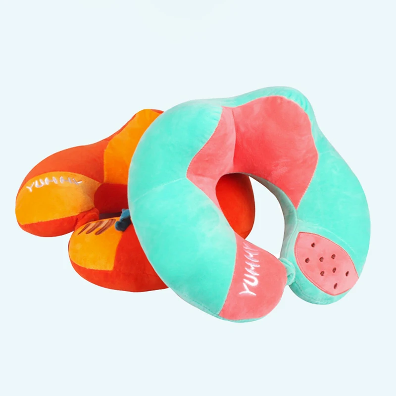 Cartoon Student Siesta PP Cotton Filling Fruit Shaped Travel U Neck Pillow