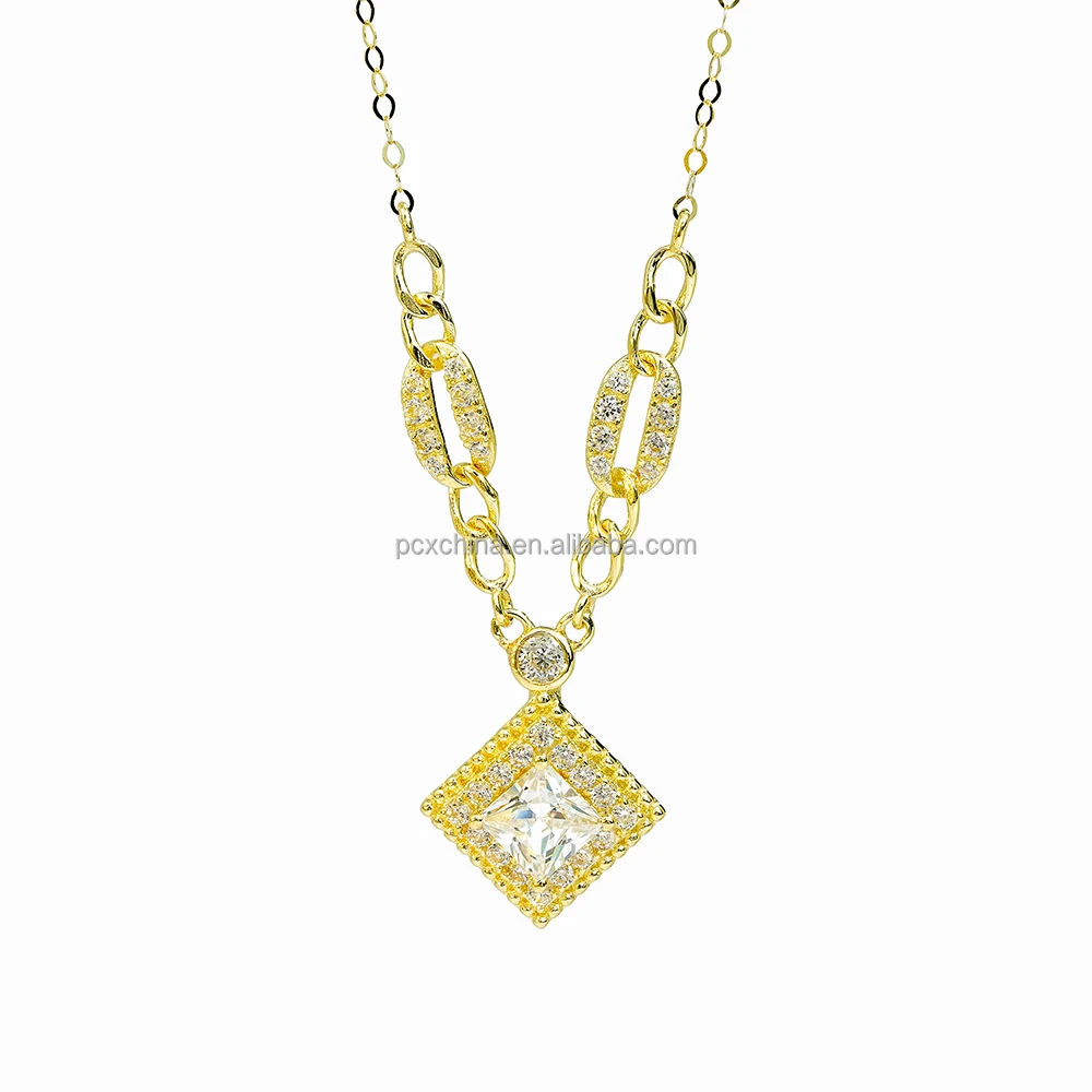 Vintage 18k solid Gold Manufacturers Wholesale Chain AU750 Chain Hip Hop Diamond zircon Crystal Pendant for women 18k necklace