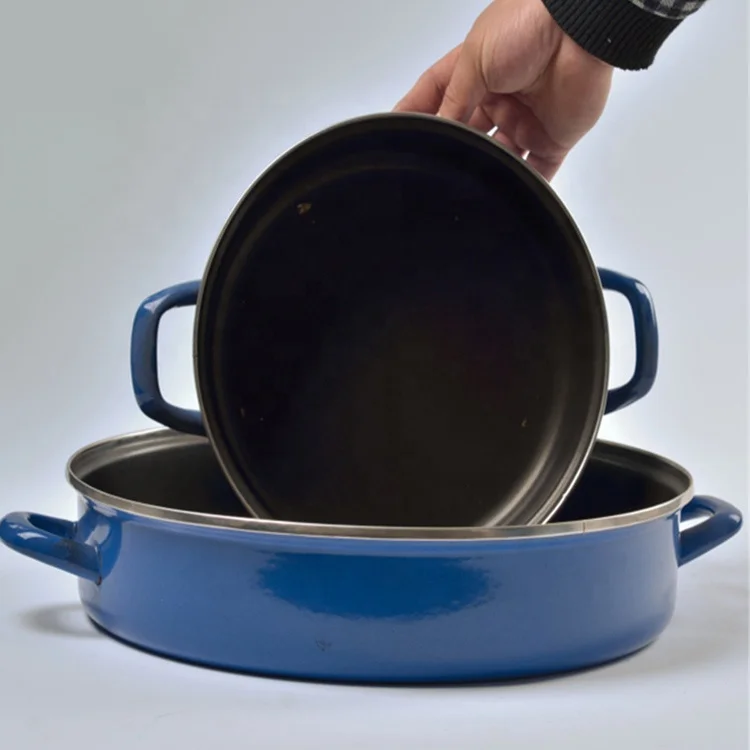 Enamel round Dutch Oven Frying pan  buffet cooking Pan enamel cookware set Enamel Non-stick Buffet Pan