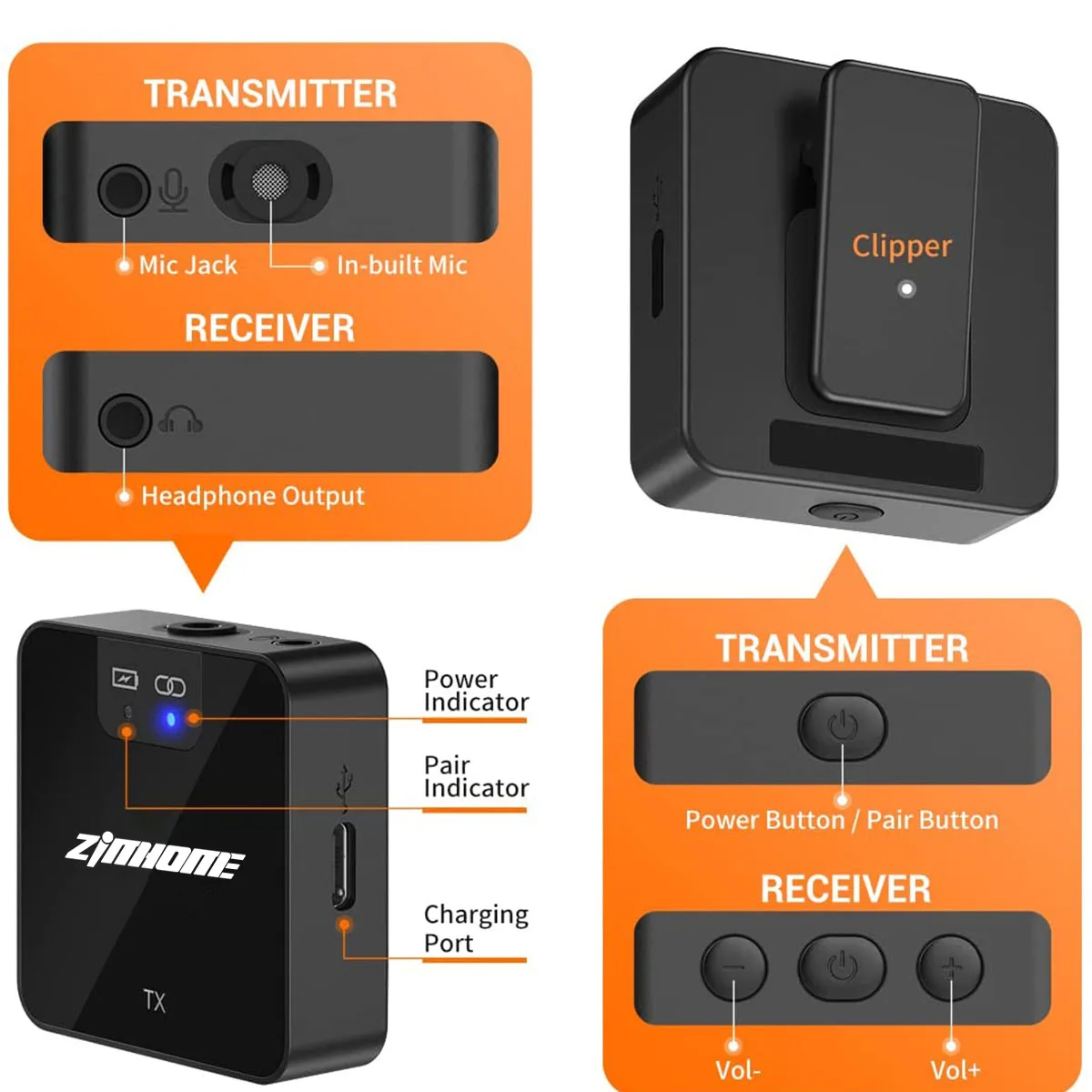 2.4G Wireless Lavalier Microphone Dslr Camera Video  Mini Clip On Microphone Wireless