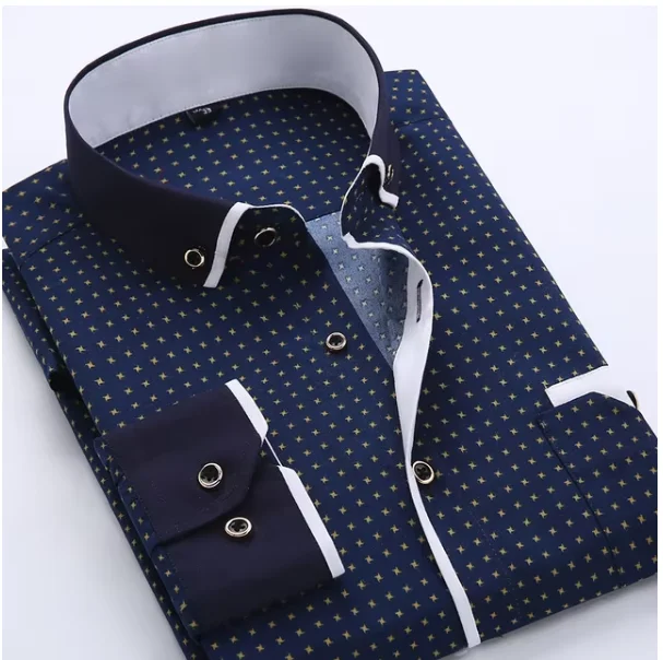 Men Shirt Brand 2024 Male High Quality Long Sleeve Shirts Casual Slim Fit Black Man Clothes Dress