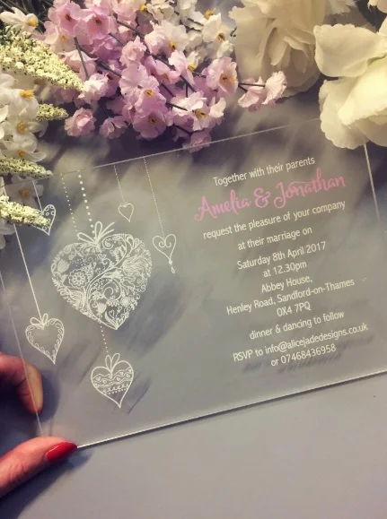 Customized  Color Style Acrylic Wedding Invitation Cards