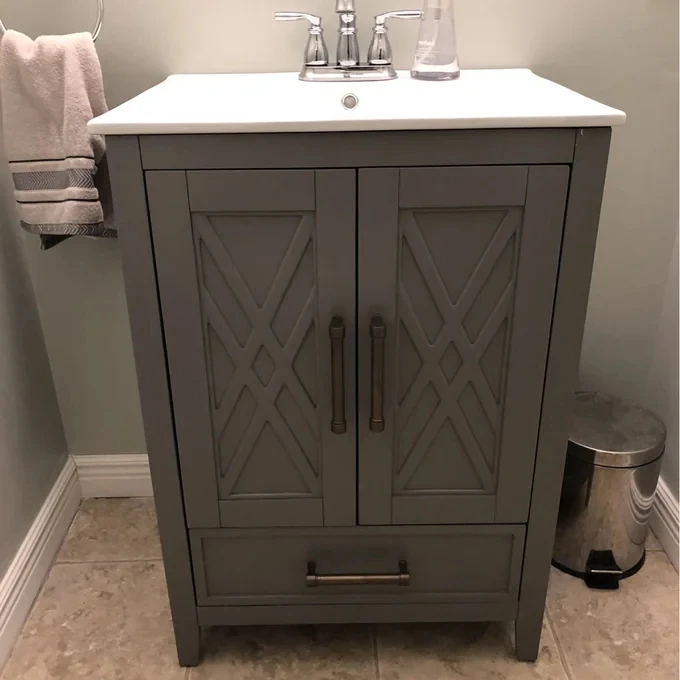 High quality  bathroom vanity sets single sink cabinet vanity top with basin dark gray